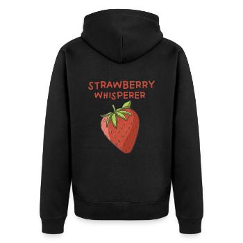 Erdbeeren Flüsterer - Unisex Premium Bio Zip Hoodie - Schwarz - Hinten - Nico (187cm)