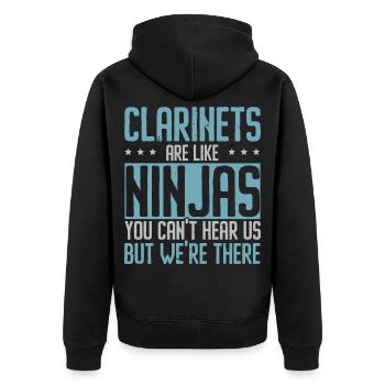 Klarinetten sind wie Ninjas Du kannst uns nicht hö - Unisex Premium Bio Zip Hoodie - Schwarz - Hinten - Nico (187cm)