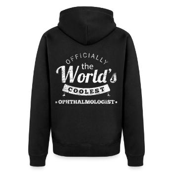 Adleräugige Augenoptikerin Brillenmode - Unisex Premium Bio Zip Hoodie - Schwarz - Hinten - Nico (187cm)