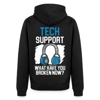Wenn alles andere fehlschlägt Reboot Tech Support - Unisex Premium Bio Zip Hoodie - Schwarz - Hinten - Nico (187cm)