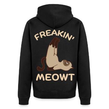 Freakin Meowt - Unisex Premium Bio Zip Hoodie - Schwarz - Hinten - Nico (187cm)