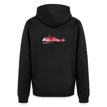 Seattle - Unisex Premium Bio Zip Hoodie - Schwarz - Hinten - Nico (187cm)