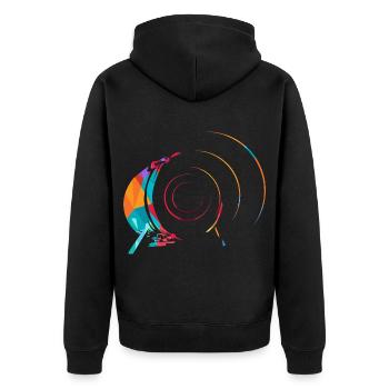 Treibender Bass Dschungelparty - Unisex Premium Bio Zip Hoodie - Schwarz - Hinten - Nico (187cm)