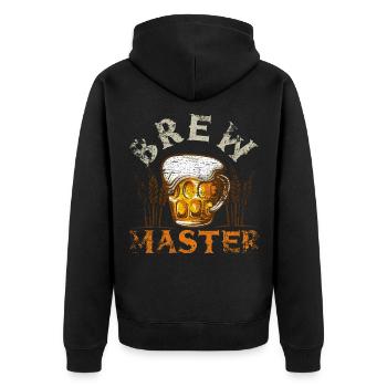 Brew Master - Unisex Premium Bio Zip Hoodie - Schwarz - Hinten - Nico (187cm)