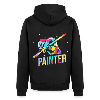Farbverliebte Malerin Leinwand - Unisex Premium Bio Zip Hoodie - Schwarz - Hinten - Nico (187cm)