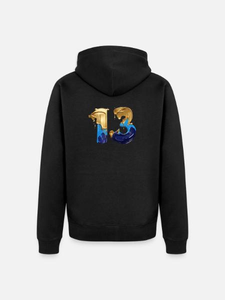 NO. 13 NUMBER 13 COOL 13TH BIRTHDAY - Unisex Premium Organic Zip Hoodie - black
