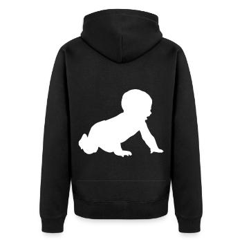 Baby Kinder Krabbeln Geschenkidee Füsse Familie - Unisex Premium Bio Zip Hoodie - Schwarz - Hinten - Nico (187cm)