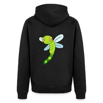 Libelle - Unisex Premium Bio Zip Hoodie - Schwarz - Hinten - Nico (187cm)