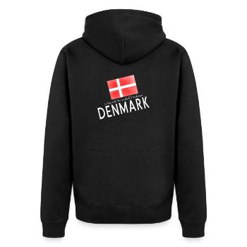 Dänemark Danmark - Unisex Premium Bio Zip Hoodie - Schwarz - Hinten - Nico (187cm)