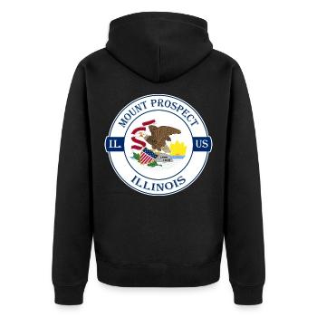 unt Prospect Illinois Flagge USA Souvenir Abzeichen - Unisex Premium Bio Zip Hoodie - Schwarz - Hinten - Nico (187cm)