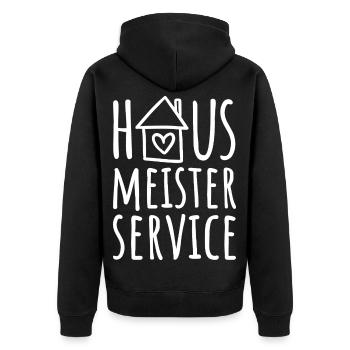 Hausmeister Service - Hausmeisterservice - Unisex Premium Bio Zip Hoodie - Schwarz - Hinten - Nico (187cm)
