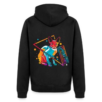 Sphynx Sphinx Katze Retro - Unisex Premium Bio Zip Hoodie - Schwarz - Hinten - Nico (187cm)