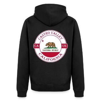 Castro Valley California Flagge USA Souvenir Logo - Unisex Premium Bio Zip Hoodie - Schwarz - Hinten - Nico (187cm)