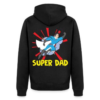 Happy Fathers Day Super Papa Vatertag Super Dad Pa - Unisex Premium Bio Zip Hoodie - Schwarz - Hinten - Nico (187cm)