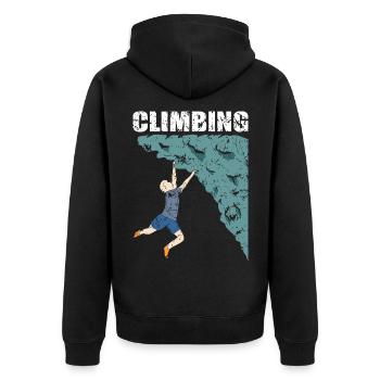 Klettern Climbing Kletterer Climber - Unisex Premium Bio Zip Hoodie - Schwarz - Hinten - Nico (187cm)