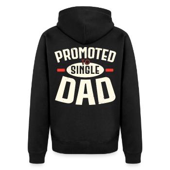 Zum Single Dad befördert Vatertag Bester Daddy all - Unisex Premium Bio Zip Hoodie - Schwarz - Hinten - Nico (187cm)