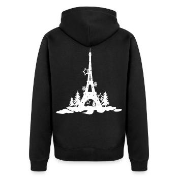 WEIHNACHTEN EIFFEL TOUR 2,Eiffelturm paris - Unisex Premium Bio Zip Hoodie - Schwarz - Hinten - Nico (187cm)