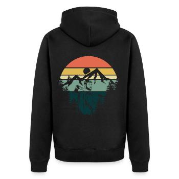 Wood Worker - Unisex Premium Bio Zip Hoodie - Schwarz - Hinten - Nico (187cm)