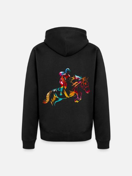 Flinker Springreiter Turnierparcours - Unisex Premium Bio Zip Hoodie - Schwarz