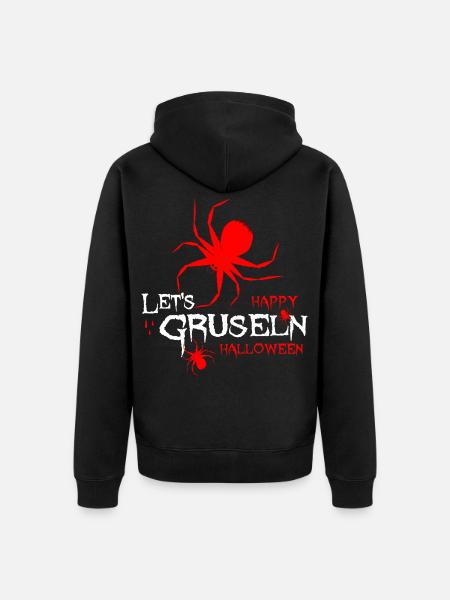 Halloween Spinne Gruselzeit - Unisex Premium Bio Zip Hoodie - Schwarz