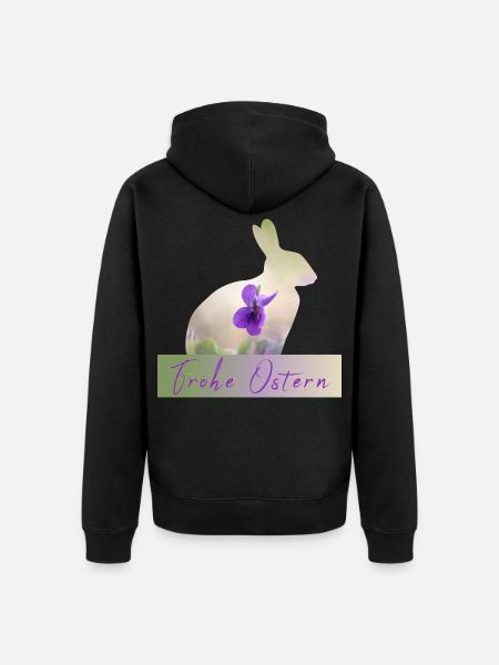 Frohe Ostern Hase - Unisex Premium Bio Zip Hoodie - Schwarz