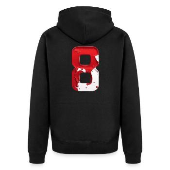 NR. 8 NUMMER 8 ROT WEIß 8. GEBURTSTAG - Unisex Premium Bio Zip Hoodie - Schwarz - Hinten - Nico (187cm)