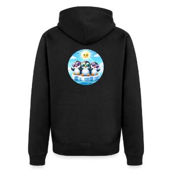 Lustige Pinguine 2 - Unisex Premium Bio Zip Hoodie - Schwarz - Hinten - Nico (187cm)