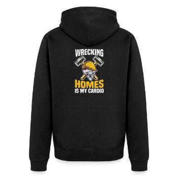 Wrecking Homes ist mein Cardio Construction DIY - Unisex Premium Bio Zip Hoodie - Schwarz - Hinten - Nico (187cm)