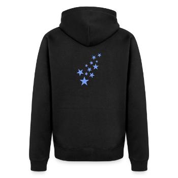 Stern Sternchen Muster Blau - Unisex Premium Bio Zip Hoodie - Schwarz - Hinten - Nico (187cm)