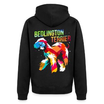 Wachsamer Bedlington Terrier Hundesport - Unisex Premium Bio Zip Hoodie - Schwarz - Hinten - Nico (187cm)