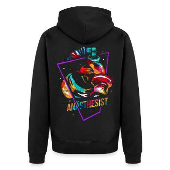 Wachsamer Anästhesist Aufwachraum - Unisex Premium Bio Zip Hoodie - Schwarz - Hinten - Nico (187cm)