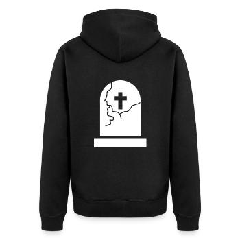 Grabstein Friedhof Grab - Unisex Premium Bio Zip Hoodie - Schwarz - Hinten - Nico (187cm)