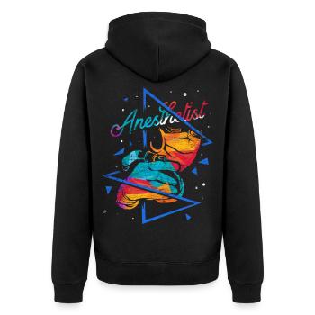 Umsichtiger Anästhesist Operationssaal - Unisex Premium Bio Zip Hoodie - Schwarz - Hinten - Nico (187cm)