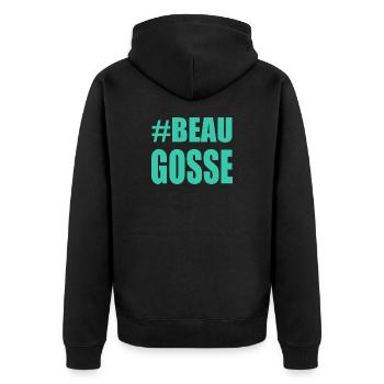 - GUTAUSSEHEND. - DAD. - HUMOR. MANN. MANN, MANN. Party - Unisex Premium Bio Zip Hoodie - Schwarz - Hinten - Nico (187cm)