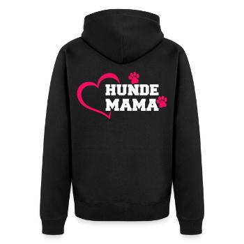 Hunde Mama - Unisex Premium Bio Zip Hoodie - Schwarz - Hinten - Nico (187cm)