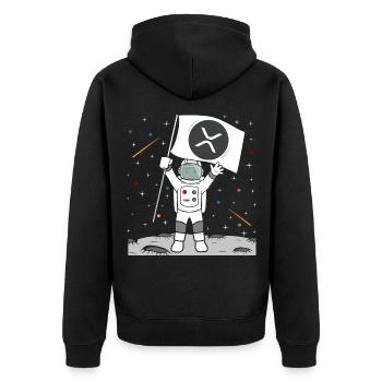 Moon XRP - Unisex Premium Bio Zip Hoodie - Schwarz - Hinten - Nico (187cm)