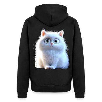 Angora Katze Weiße Angorakatze Süße Angora Katzen - Unisex Premium Bio Zip Hoodie - Schwarz - Hinten - Nico (187cm)
