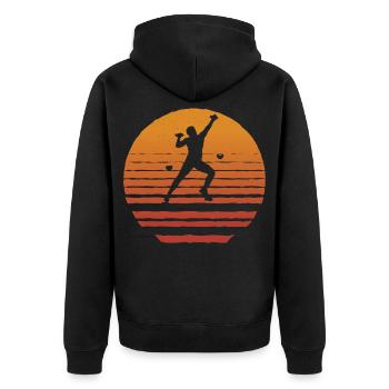 Bergsteiger Kletterer Bouldern Klettern - Unisex Premium Bio Zip Hoodie - Schwarz - Hinten - Nico (187cm)