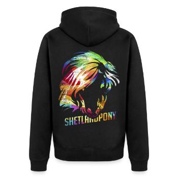 Freches Shetlandpony Reitferien - Unisex Premium Bio Zip Hoodie - Schwarz - Hinten - Nico (187cm)