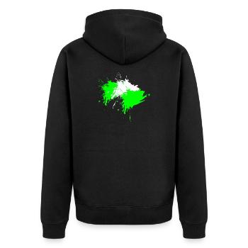 Klecks Fleck Flecke Weiß Hellgrün Vektor Design - Unisex Premium Bio Zip Hoodie - Schwarz - Hinten - Nico (187cm)