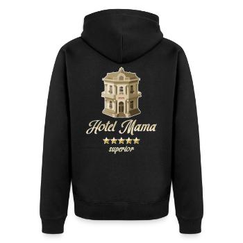 Hotel Mama Deluxe 5 Sterne - Unisex Premium Bio Zip Hoodie - Schwarz - Hinten - Nico (187cm)