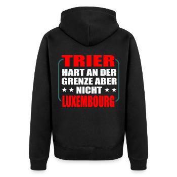 Trier - Unisex Premium Bio Zip Hoodie - Schwarz - Hinten - Nico (187cm)