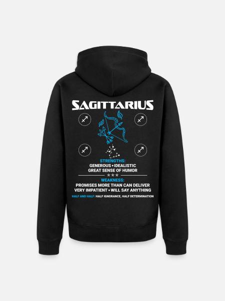 Schütze Sternzeichen Astrologie - Unisex Premium Bio Zip Hoodie - Schwarz