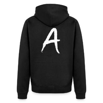 Buchstabe A neue Variante Anfangsbuchstabe - Unisex Premium Bio Zip Hoodie - Schwarz - Hinten - Nico (187cm)