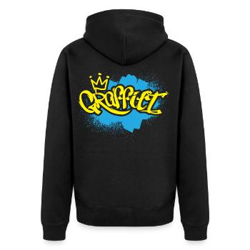 Grafitti Kind Sprayer - Unisex Premium Bio Zip Hoodie - Schwarz - Hinten - Nico (187cm)