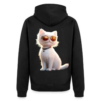 Angora Katze Weiße Angorakatze Süße Angora Katzen - Unisex Premium Bio Zip Hoodie - Schwarz - Hinten - Nico (187cm)