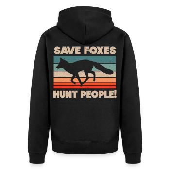 Füchse jagen Menschen Wildtiere Füchsin Fuchs - Unisex Premium Bio Zip Hoodie - Schwarz - Hinten - Nico (187cm)