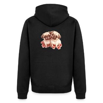 Mops - Unisex Premium Bio Zip Hoodie - Schwarz - Hinten - Nico (187cm)
