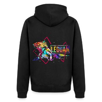 Schillernder Leguan Regenwaldbewohner - Unisex Premium Bio Zip Hoodie - Schwarz - Hinten - Nico (187cm)