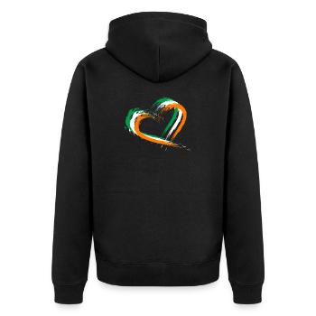 Herz Bürste Flagge Irland Fahne Farben Design - Unisex Premium Bio Zip Hoodie - Schwarz - Hinten - Nico (187cm)